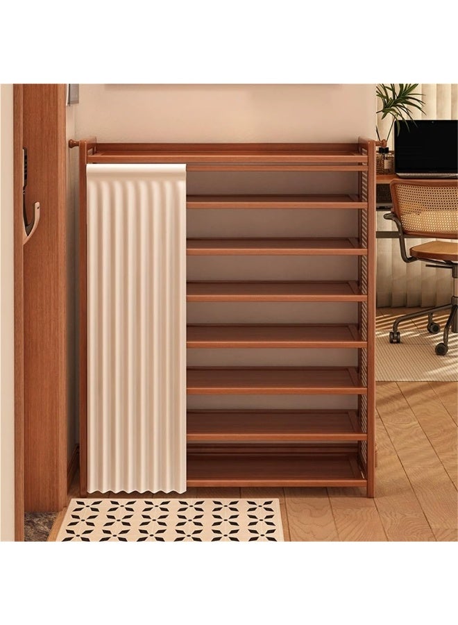 اكسيسن رف أحذية طويل بـ 8 طبقات مع غطاء للمدخل، خزانة أحذية من الخيزران، يتسع لـ 24-32 زوجًا من الأحذية ذات الكعب العالي والأحذية الرياضية، رف منظم أحذية قائم بذاته للمدخل والممر وغرفة المعيشة (24*100*135 سم) - Image 3
