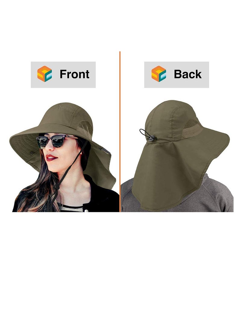 KASTWAVE Wide Brim Sun Hat with Neck Flap, UPF50+ Hiking Safari Fishing Hat for Men and Women, Sun Protection Beach Hat - Image 2