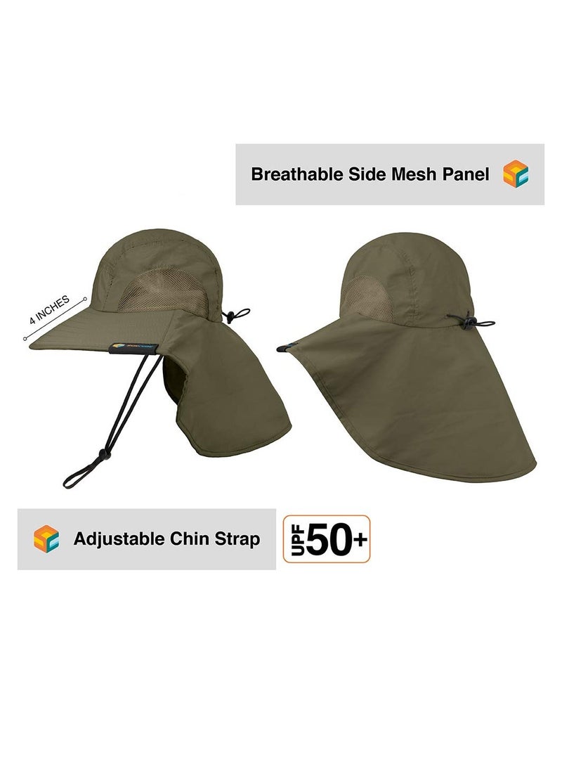 KASTWAVE Wide Brim Sun Hat with Neck Flap, UPF50+ Hiking Safari Fishing Hat for Men and Women, Sun Protection Beach Hat - Image 3