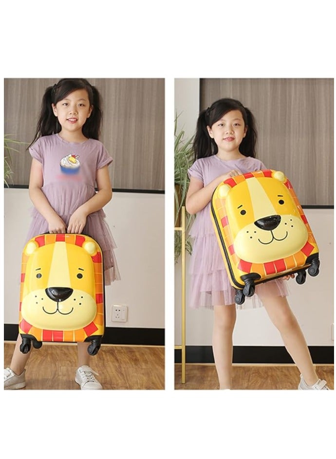 MNUK Zoo Lion Hard-Sided Polycarbonate Kids Trolley Bag-16 Inches| Yellow-104 - Image 3