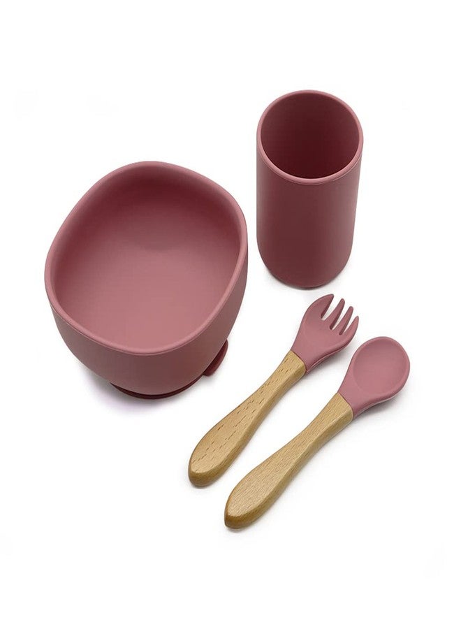 Vianz Food Grade Silicon Meal Set for Baby, BPA Free, Microwave Dishwasher Safe, Bowl with Suction, Spill Proof, Food Training, Useful Gift for Kids (Baby Pink, 4) - Image 1