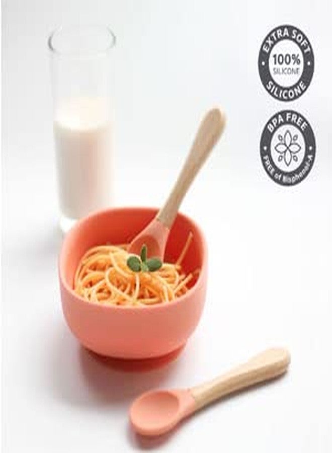 Vianz Food Grade Silicon Meal Set for Baby, BPA Free, Microwave Dishwasher Safe, Bowl with Suction, Spill Proof, Food Training, Useful Gift for Kids (Baby Pink, 4) - Image 5