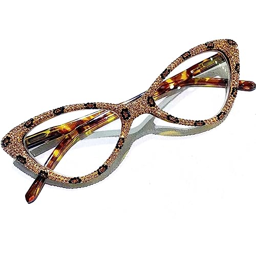 mincl Cat Eye Crystal Rhinestone Reading Glasses for Women Sparkling Eyewear Frames Female Trendy bling Diamond Reader leopard 2 multiplier_x - Image 2