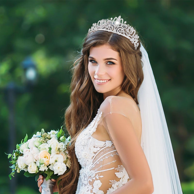 TAROSE Silver Crowns for Women, Queen Crystal Tiaras with Clear Rhinestone and Combs, Goddess Crown for Wedding Bride Birthday Princess Bridal Hair Accessories for Women - Image 5