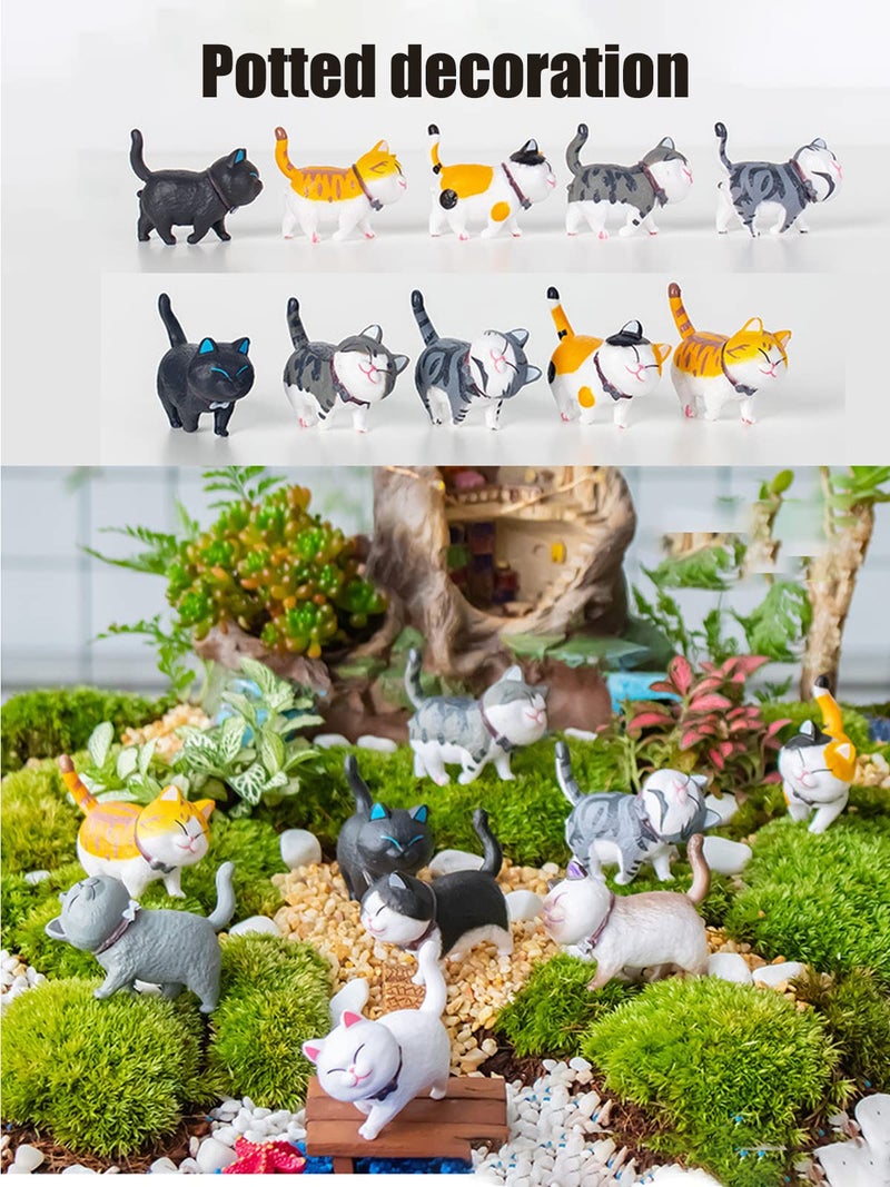 HOINCO 9 PCS Cute Miniature Cats Landscape Lovely Cats Figurines Fairy Home Garden Animals Kitten Adorable Cupcake Christmas Birthday Gift for Home Garden Decor Ornament Supplies - Image 3