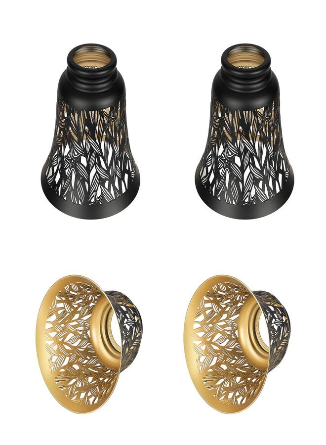 ALUCSET أغطية مصابيح معلق، 4 عبوات بدائل أغطية مصابيح مروحة السقف مع قاعدة 1-5/8"، ارتفاع ALUCSET 4.72" وقطر 4-3/4"، غطاء معدني على شكل جرس لمصابيح الثريا والمصابيح الجدارية - Image 1