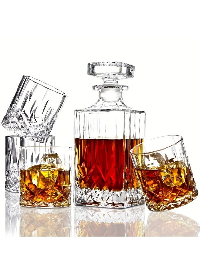 7 PCS Glass Whiskey Decanter and Whiskey Glasses Set, Wine Decanter With 6 Double Old Fashioned Glasses, 100% Lead Free Whiskey Glassware - Image 1