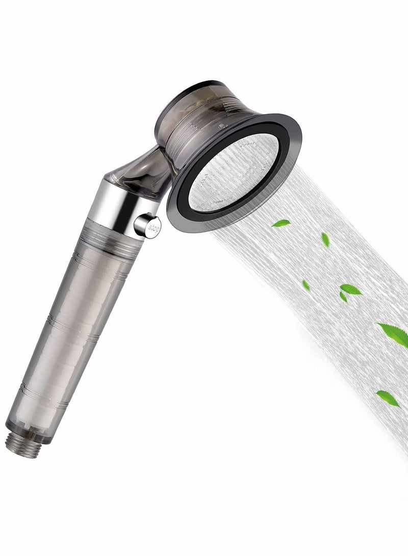 Hand Shower, High Pressure Shower Head with ON/OFF Switch Filtered Water Saving Sprinkler for Dry Skin and Hair Only Clear Black Silver - Image 1