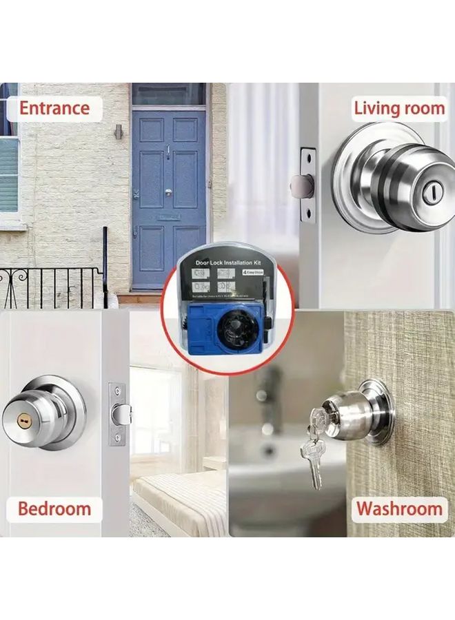 مجموعة قطع ثقوب أقفال الباب الأزرق مع قالب لأبواب الخشب سهلة التركيب - Image 3