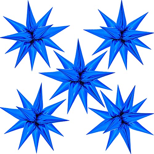 ZAKVOOR 60 Pcs Star Balloons 12 Spike Foil Explosion Party Decoration Balloons for Graduation Gender Reveal Wedding Birthday Blue - Image 1