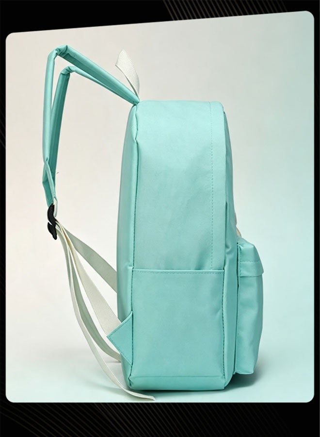 Mint Green Cloud Print Backpack Set Student Large Capacity School Bag with Crossbody Bag Pencil Pouch and Drawstring Pouch - Image 3