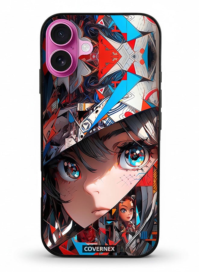 Covernex غطاء حماية لهاتف آبل آيفون 16 مزخرف بتصميم عيون أنمي تجريدي - Image 2