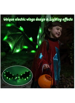 Excefore Electric Dragon Wings Costume for Boys, Green Moving Dargon Wings Halloween Cosplay Dinosaur Costume Light Up Fairy Wings with Lights Music, LED Wings Electric Mechanical Evil Wings for Kids Dress Up  - Image 2