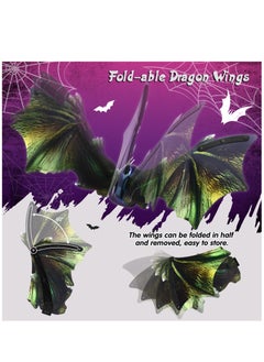 Excefore Electric Dragon Wings Costume for Boys, Green Moving Dargon Wings Halloween Cosplay Dinosaur Costume Light Up Fairy Wings with Lights Music, LED Wings Electric Mechanical Evil Wings for Kids Dress Up  - Image 3