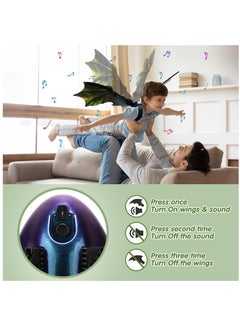 Excefore Electric Dragon Wings Costume for Boys, Green Moving Dargon Wings Halloween Cosplay Dinosaur Costume Light Up Fairy Wings with Lights Music, LED Wings Electric Mechanical Evil Wings for Kids Dress Up  - Image 4