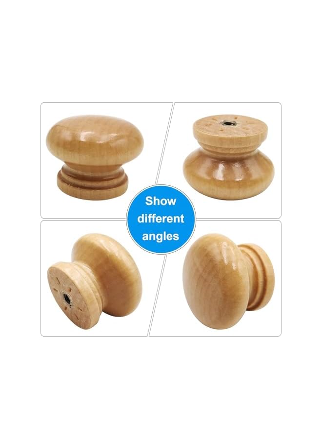 S-TOP Round Wood Cabinet Knob, 12PCS Mushroom Shape, Wooden Drawer Pulls and Dresser Handles, Natural Finish Furniture Hardware for Wardrobe Cupboard, Easy Installation Home Decoration - Image 2