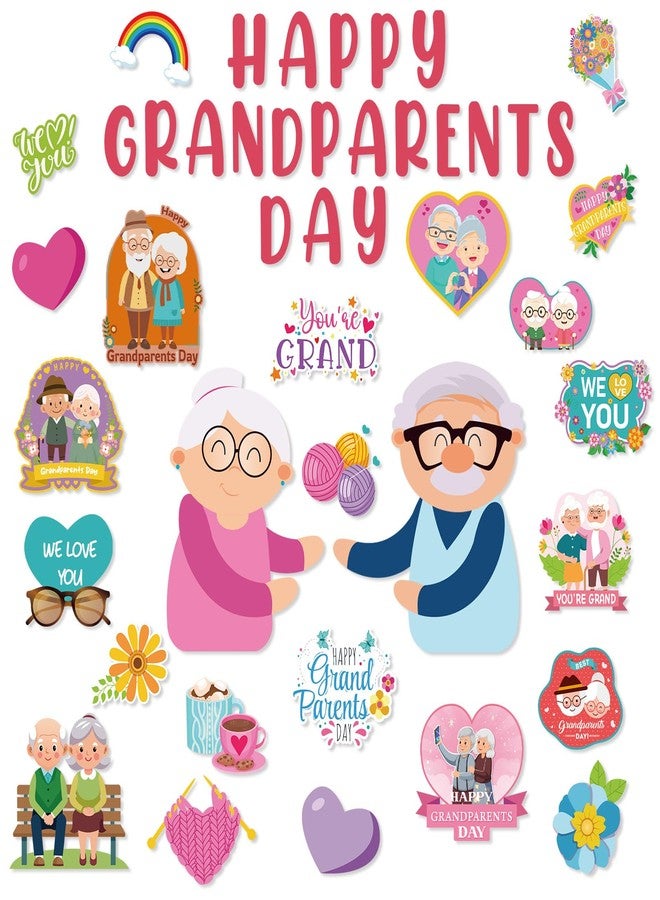 Epakh Grandparents Day Bulletin Board Decorations Paper Cutouts Grandparents Day Party Decorations Set Grandma and Grandpa Classroom Decor Cutouts for School Wall Door Supplies(Vivid) - Image 1