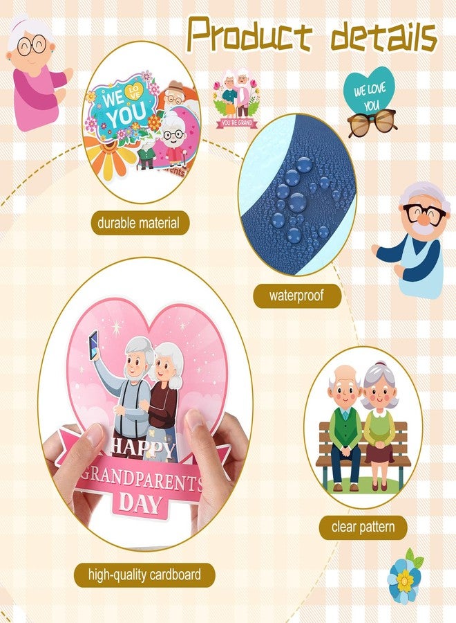 Epakh Grandparents Day Bulletin Board Decorations Paper Cutouts Grandparents Day Party Decorations Set Grandma and Grandpa Classroom Decor Cutouts for School Wall Door Supplies(Vivid) - Image 3