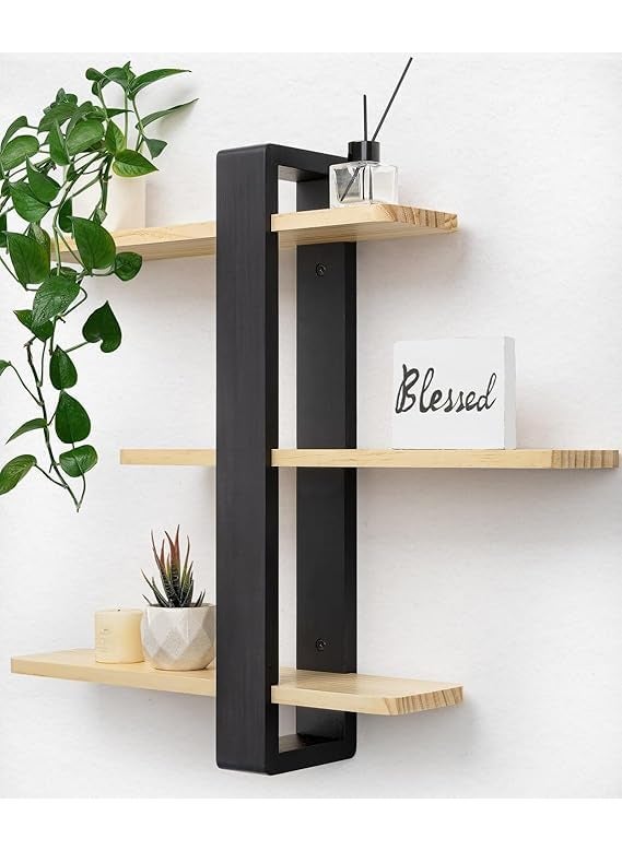 DECENT DECOR DECENT DECOR Wooden Floating Shelves for Wall Bathroom Shelf Bedroom Kitchen Farmhouse Small Book Shelf Planter Holder for Garden Living Room 
