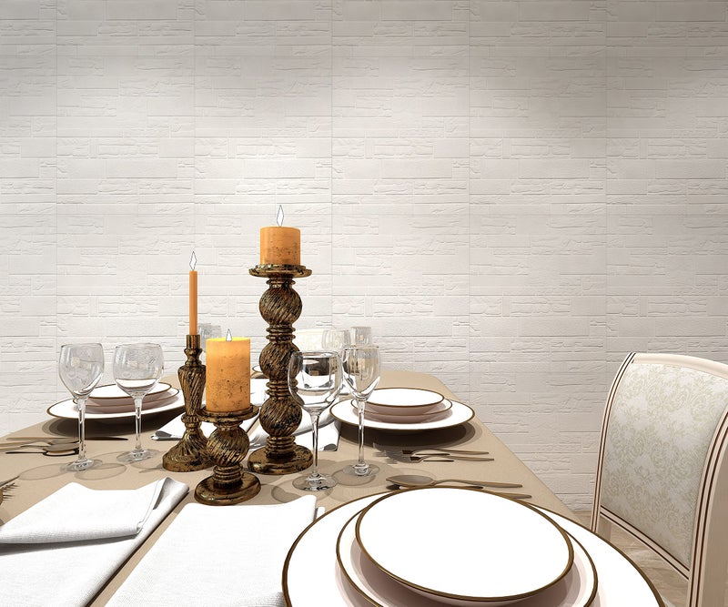 HOPz 3D Wallpaper Brick Wall Stickers | Fancy Wallpaper for Walls, Waterproof & Self Adhesive, White Color 3D Latest Unique Design Wallpaper for Home (Size : 70 * 70 cm Each Piece) -10 Piece - Image 2