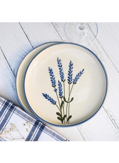 QSHI Studio Premium Hand Made Ceramic Dessert Plate Lavendar Serving Platter for Snacks Dessert Microwave and Dishwasher Safe Set of 2 Quarter Plate 7 inches