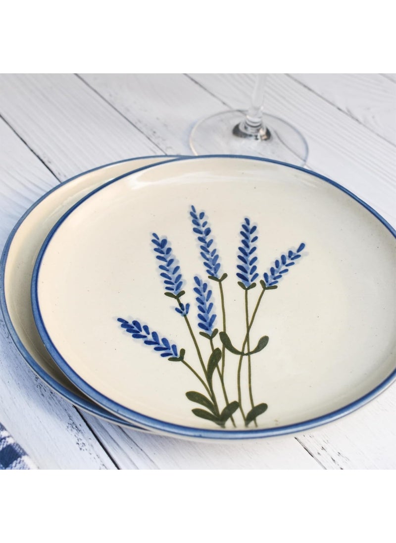 QSHI Studio - QSHI Studio Premium Hand Made Ceramic Dessert Plate Lavendar Serving Platter for Snacks Dessert Microwave and Dishwasher Safe Set of 2 Quarter Plate 7 inches - Image 1