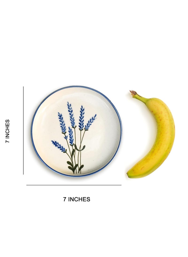 QSHI Studio - QSHI Studio Premium Hand Made Ceramic Dessert Plate Lavendar Serving Platter for Snacks Dessert Microwave and Dishwasher Safe Set of 2 Quarter Plate 7 inches - Image 1