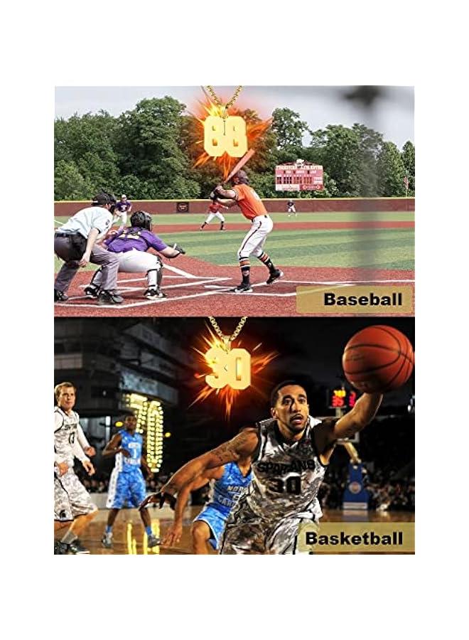 Arabest Number Necklace for Men Black Baseball Jersey Number Pendant for Boys Athletes Number Chain Pendant for Boys Sport Stainless Steel necklace Stocking Stuffers  New Year Gifts for Men - Image 3