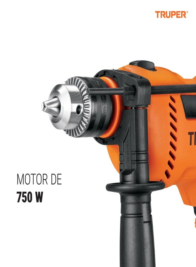 Truper 1/2" Professional 700W Rotary Hammer Drill, 110V, 5A, Orange - Image 2