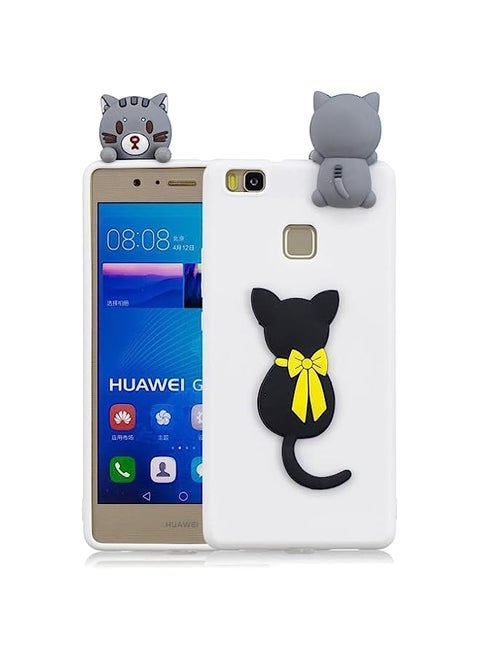 HuHa Case Cover Compatible For Huawei P9 Lite 3D Cartoon Pattern Shockproof TPU Protective Case Little Black Cat