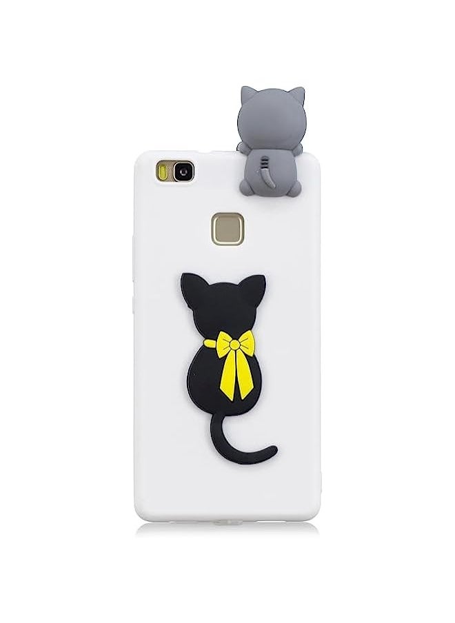 HuHa Case Cover Compatible For Huawei P9 Lite 3D Cartoon Pattern Shockproof TPU Protective Case Little Black Cat