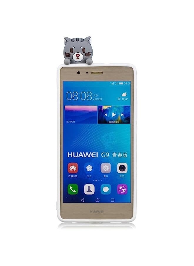 HuHa Case Cover Compatible For Huawei P9 Lite 3D Cartoon Pattern Shockproof TPU Protective Case Little Black Cat