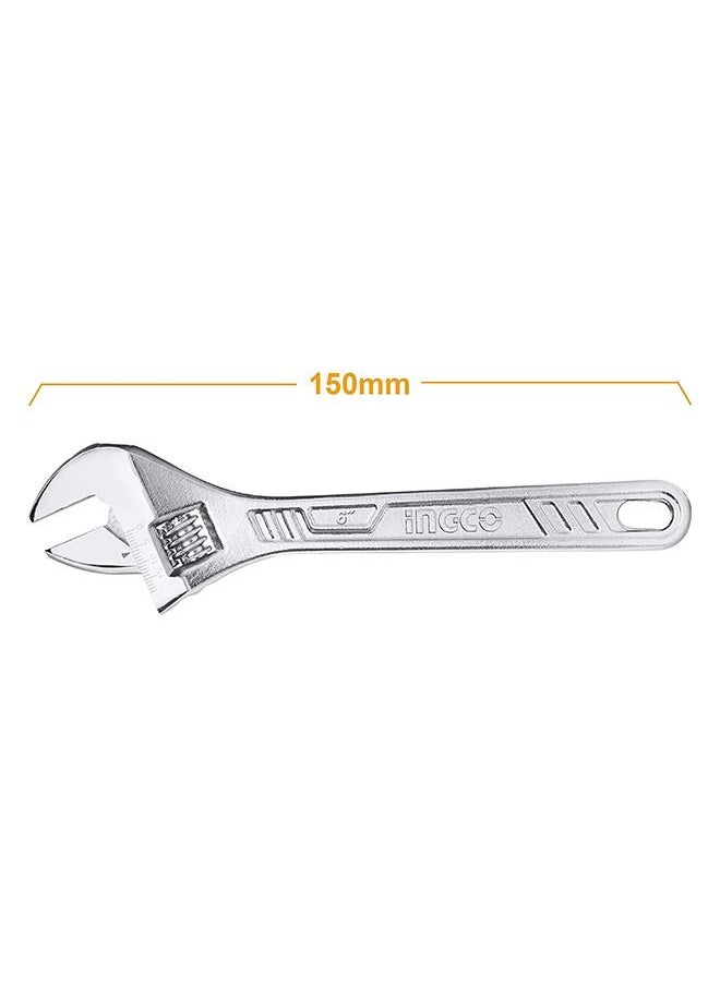 INGCO - Premium Carbon Steel Adjustable Wrench With Satin Finish 6 Inch - Image 1