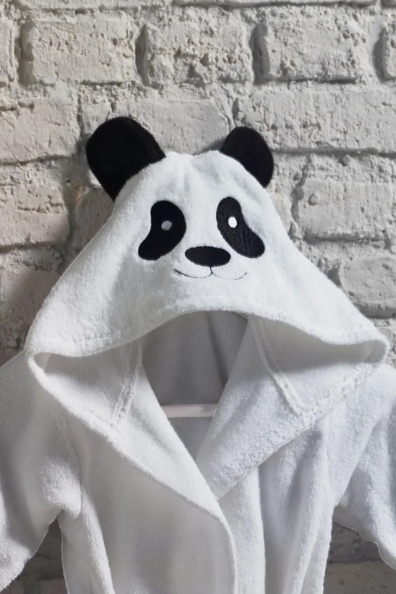 Tanem Home 100% Cotton Panda Pattern Embroidered Children's Bathrobe for Girls / Boys