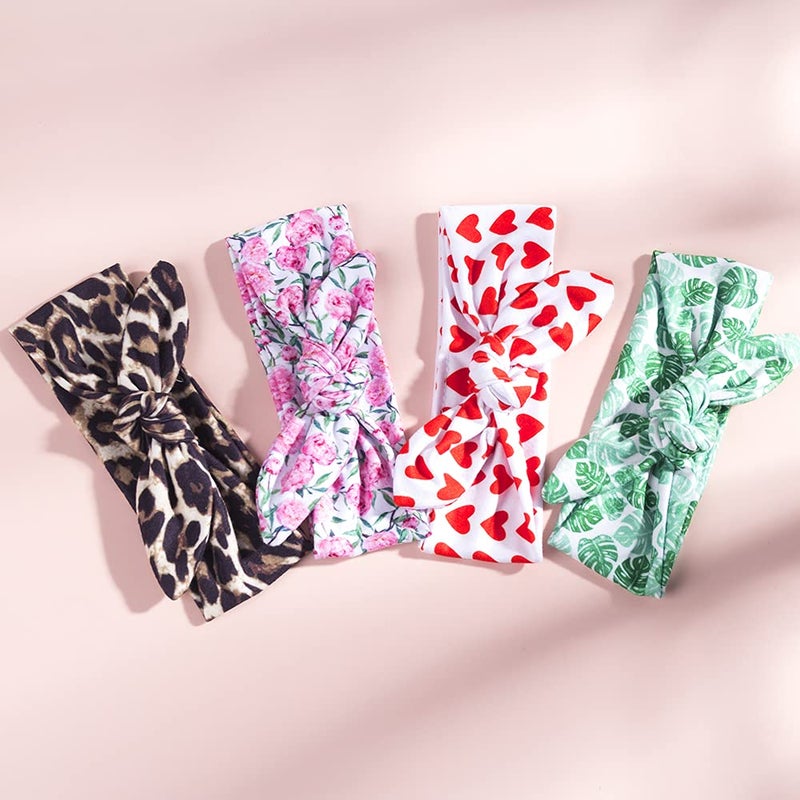 Cinaci 12 Pack/6 Set Floral Print DIY Parent-child Mom Mum Mommy and Me Baby Girl Toddlers Rabbit Ear Bow Headbands Hair Accessories - Image 5