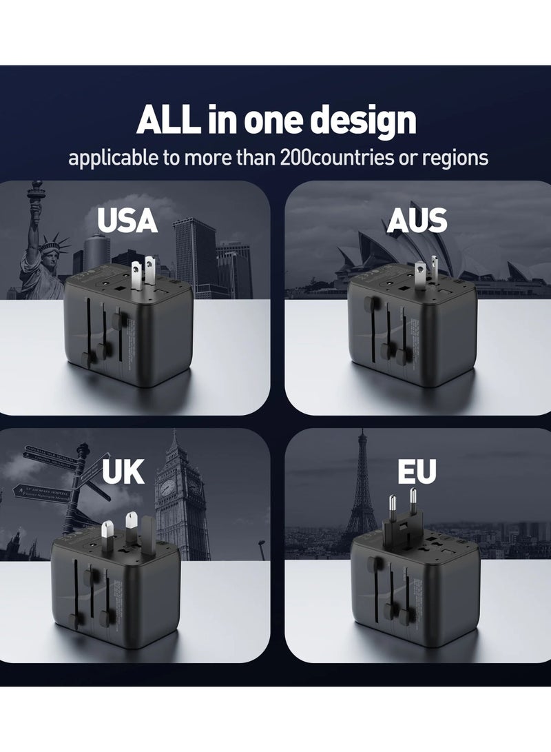 JODA Travel Plug 20W Multi-Port with 2 USB Ports and 1 Type C Port Fast Charging Anywhere  Black - Image 3