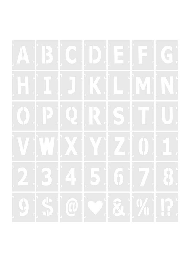 PATIKIL - 2 Inch Letter Number Stencils 42 Pack 2 Width Reusable Plastic Alphabet Numbers Symbol Templates Set For Painting White - Image 1