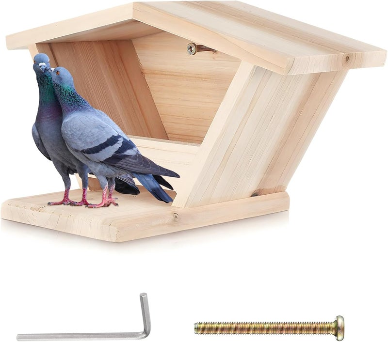 soleim Wooden Dove Nesting Box with Triangular Opening - Outdoor Bird House for Doves to Nest and Roost, Perfect Garden Decor - Image 1