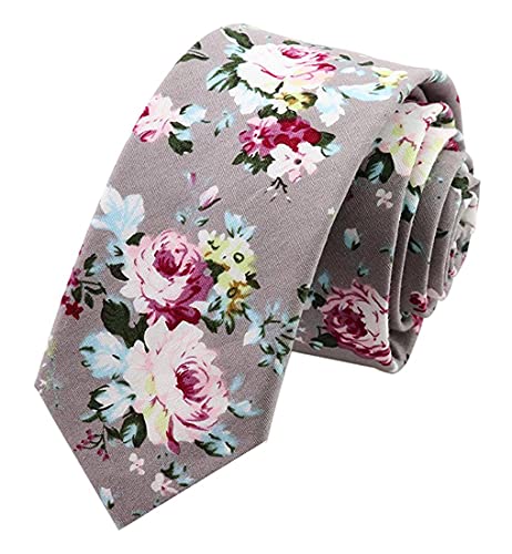 LEVAO Men's Skinny Tie Printed Floral Cotton Neckties - Image 2