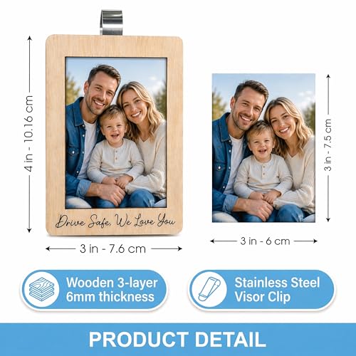 Hangwoous Car Visor Picture Frame Drive Safe I Love You Visor Clip Car Picture Holder Drive Safe Car Visor Clip Fathers Day Keepsake Car Picture Frame Cars Photo Holder - Image 3