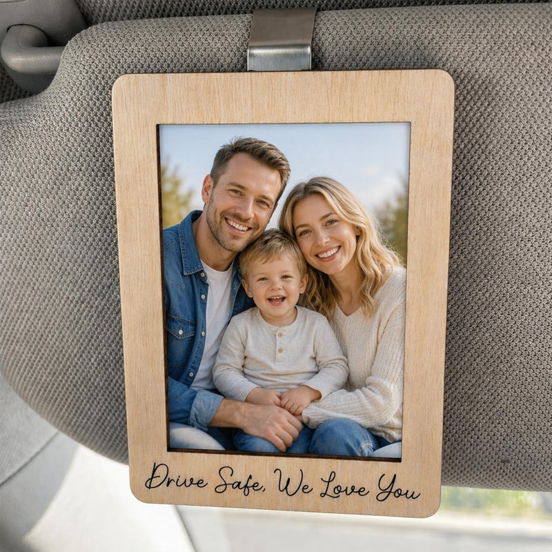 Hangwoous Car Visor Picture Frame Drive Safe I Love You Visor Clip Car Picture Holder Drive Safe Car Visor Clip Fathers Day Keepsake Car Picture Frame Cars Photo Holder - Image 2