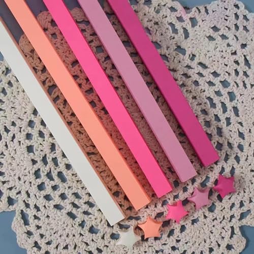 Loaengeo Star Origami Paper Lucky Star Decoration Paper Strips DIY Hand Art Crafts Pink Gradient 540 sheets - Image 1