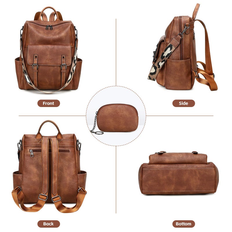 AGLOD Backpack Purse for Women PU Leather Back Packs Designer Ladies Shoulder Bag Fashion Faux Work Travel Handbags - Image 5