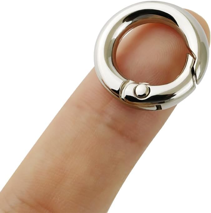 Tia Premium Spring Ring, Metal Spring Gate Open O Ring, Openable Round Carabiner for Leather Bag Handbag Belt Strap, Keychain (Silver Spring Ring-20mm-6Pcs) - Image 2