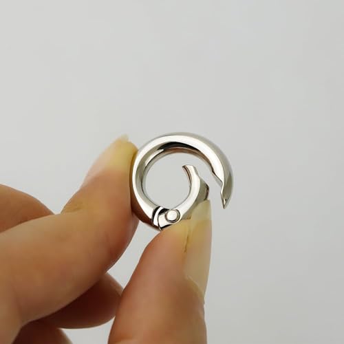 Tia Premium Spring Ring, Metal Spring Gate Open O Ring, Openable Round Carabiner for Leather Bag Handbag Belt Strap, Keychain (Silver Spring Ring-20mm-6Pcs) - Image 3