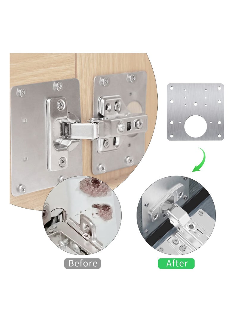 SYOSI 10Pcs Cabinet Hinge Repair Plate, Stainless Steel Hinge Fixing Plate Bracket Kit, Cupboard Door Hinge Repair Mounting Plates with Holes for Cabinet Furniture Drawer Windows - Image 5