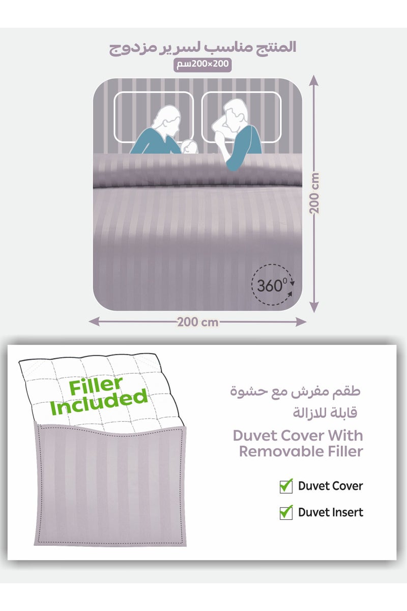 دوناتيلا مفرش سرير مزدوج مايكروفايبر يناسب سرير 200×200 سم 8 قطع حشوة قابلة للنزع بتصميم مقلم - Image 3
