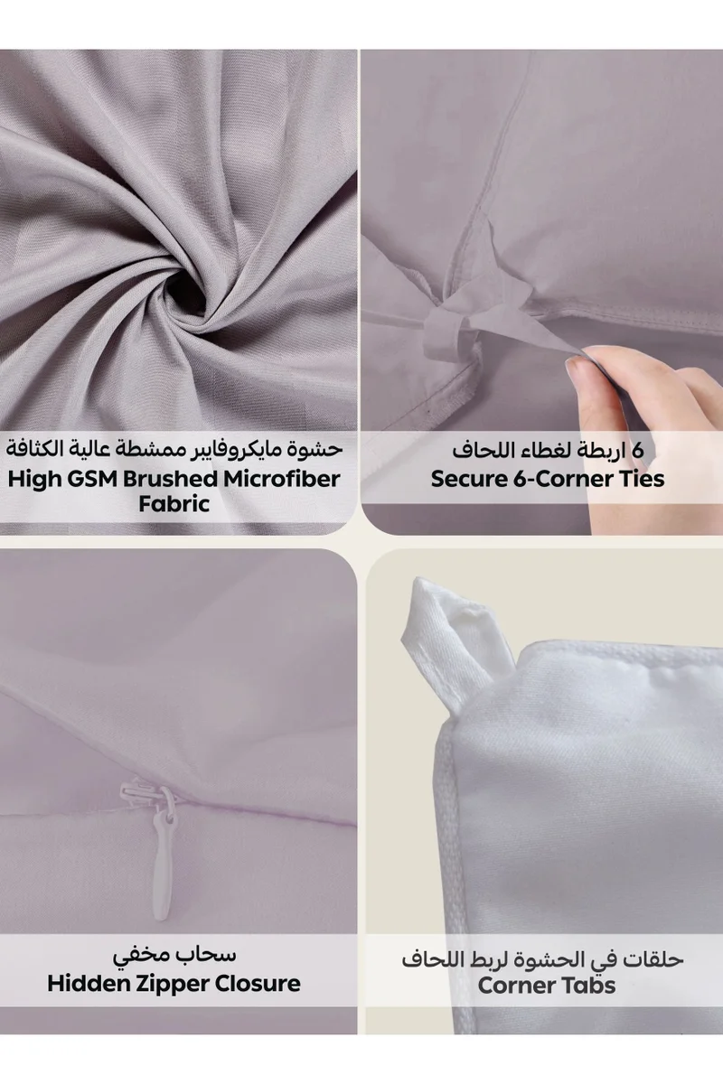 Donetella Striped Comforter Set, King Size (260x240 cm), 8-Piece Hotel Bedding with 350 GSM Filling – Comforter, Comforter Cover, Fitted Sheet, Pillowcases &amp; Cushion Cover