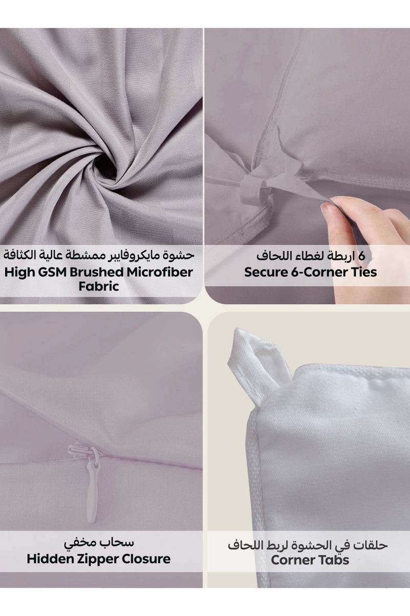 دوناتيلا مفرش سرير مزدوج مايكروفايبر يناسب سرير 200×200 سم 8 قطع حشوة قابلة للنزع بتصميم مقلم - Image 5