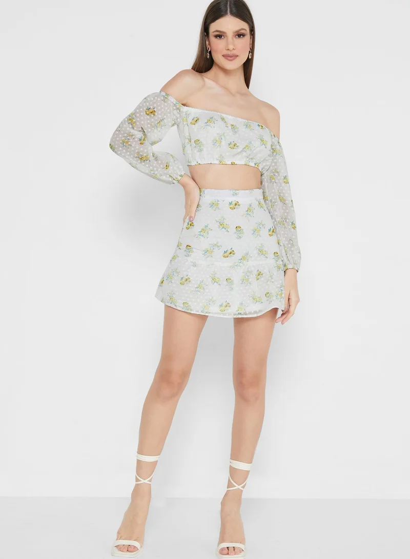Miss Selfridge Bardot Printed Top